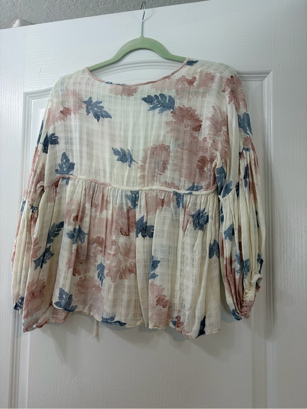 lovestitch Cream Peasant Tunic with Pink and Blue Floral Print